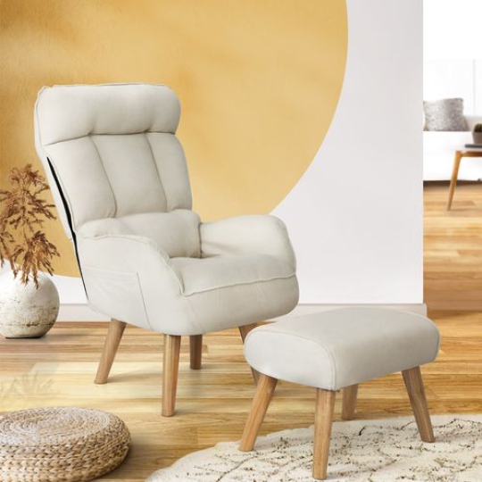 Ghế bành xoay Oikiture Ottoman màu be