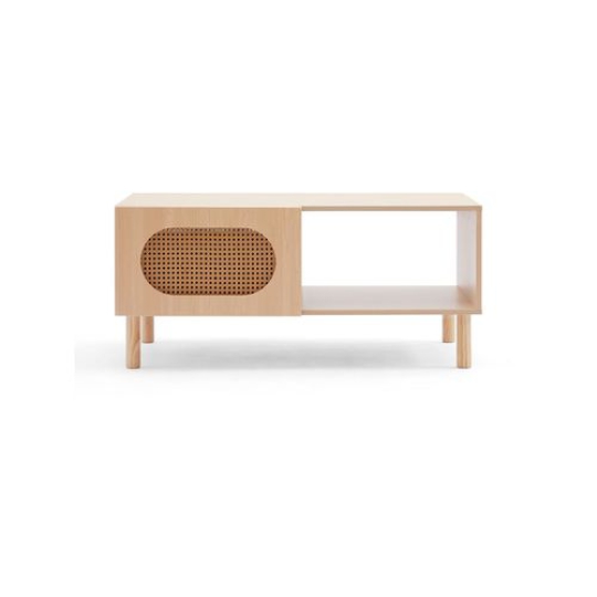 Bàn cà phê mây Kailua có tủ đựng đồ bằng gỗ Maple