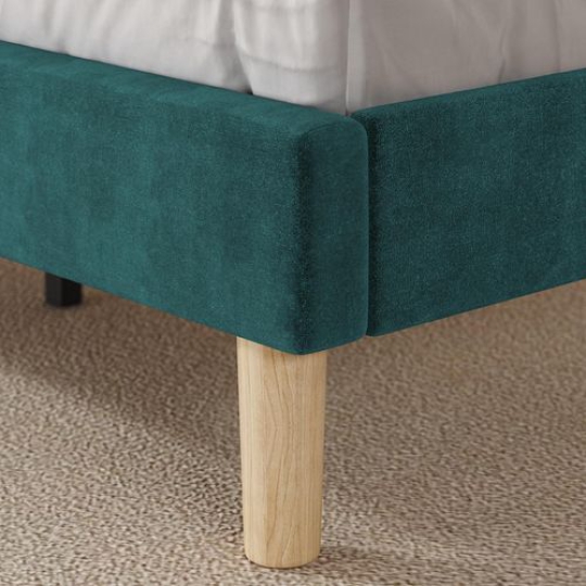 Giường Zinus Queen vải nhung Màu xanh lá cây 